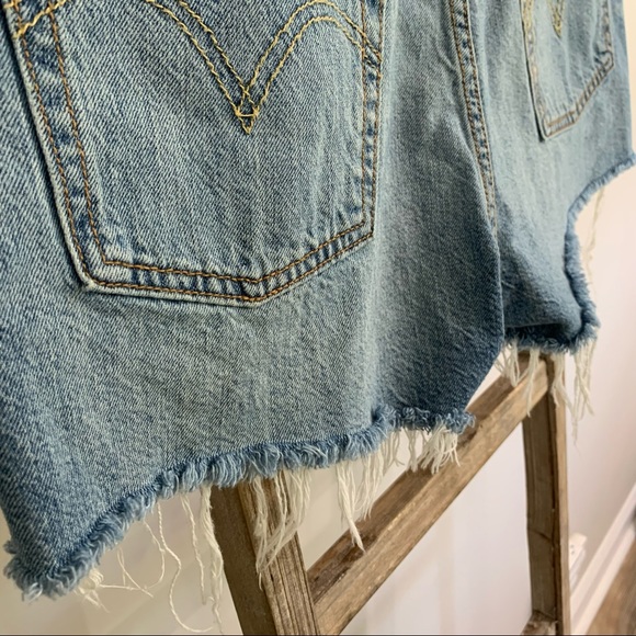 Levi’s 501 Button Fly  Distressed Denim Cutoff Jean Short Patchwork Size… - Picture 10 of 13